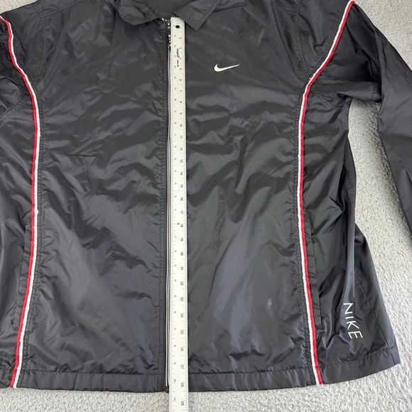 Vtg Nike Jacket Mens Xxl Black  Full Zip‎ Track Windbreaker Red Swoosh 90s Y2K - Picture 7 of 10